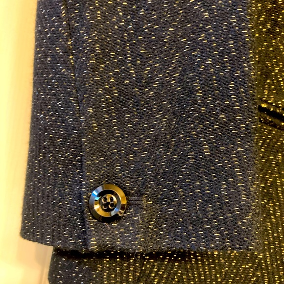 Talbots Black with Gold Metallic Thread Blazer/Jacket Size 16 - Picture 3 of 7